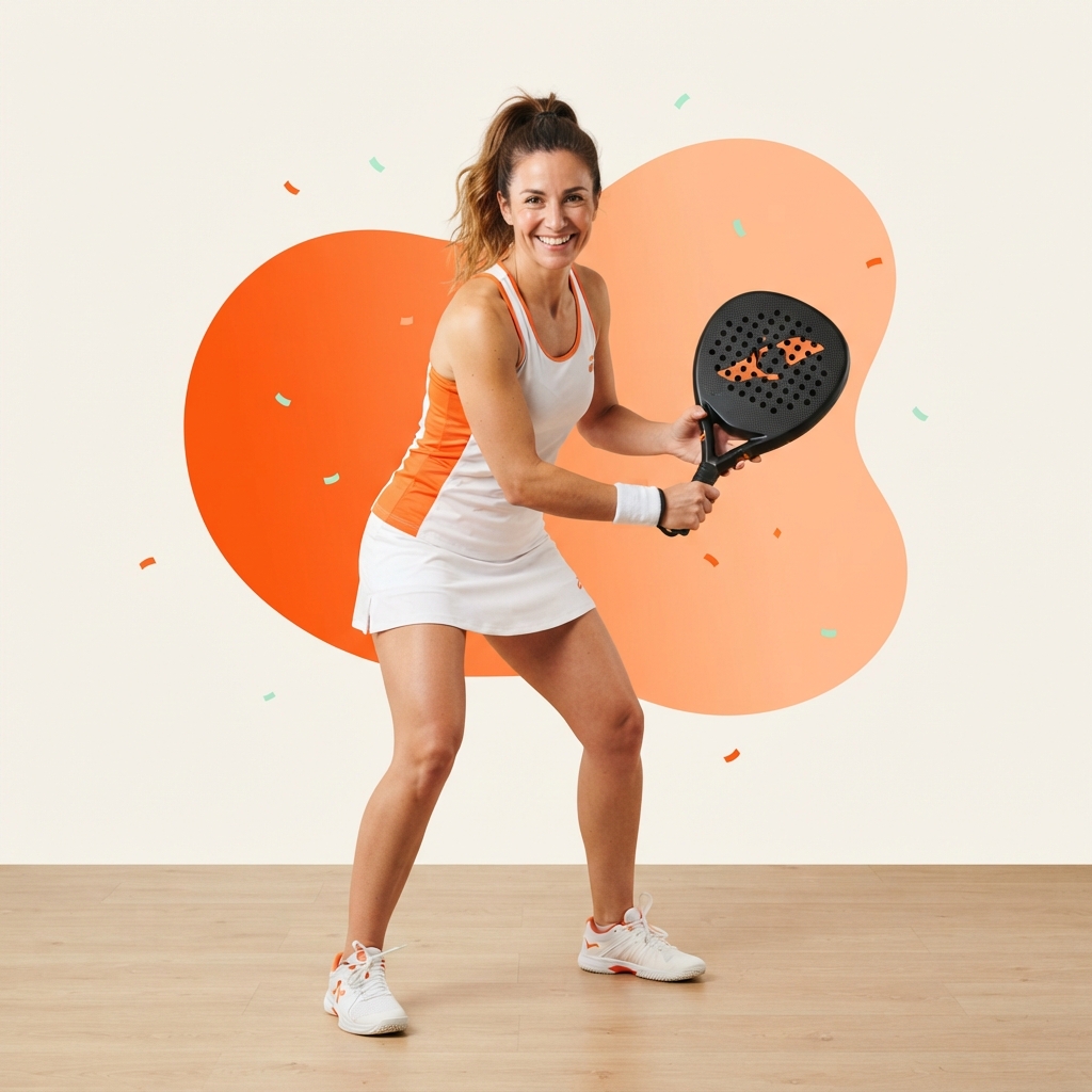 Joueuse de padel raquette en main, prête à frapper